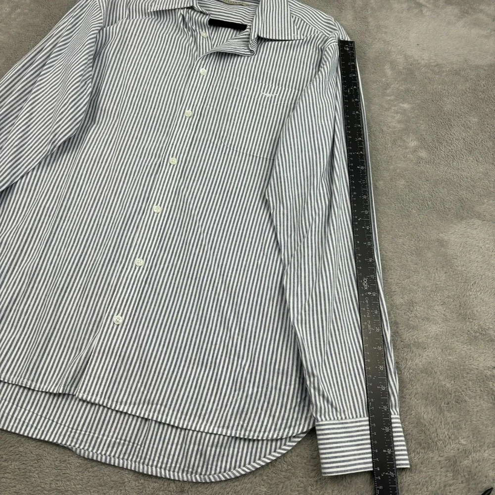 RM Williams Button Up Shirt Mens XXL‎ Blue Stripe Cotton Long Sleeve Casual Logo